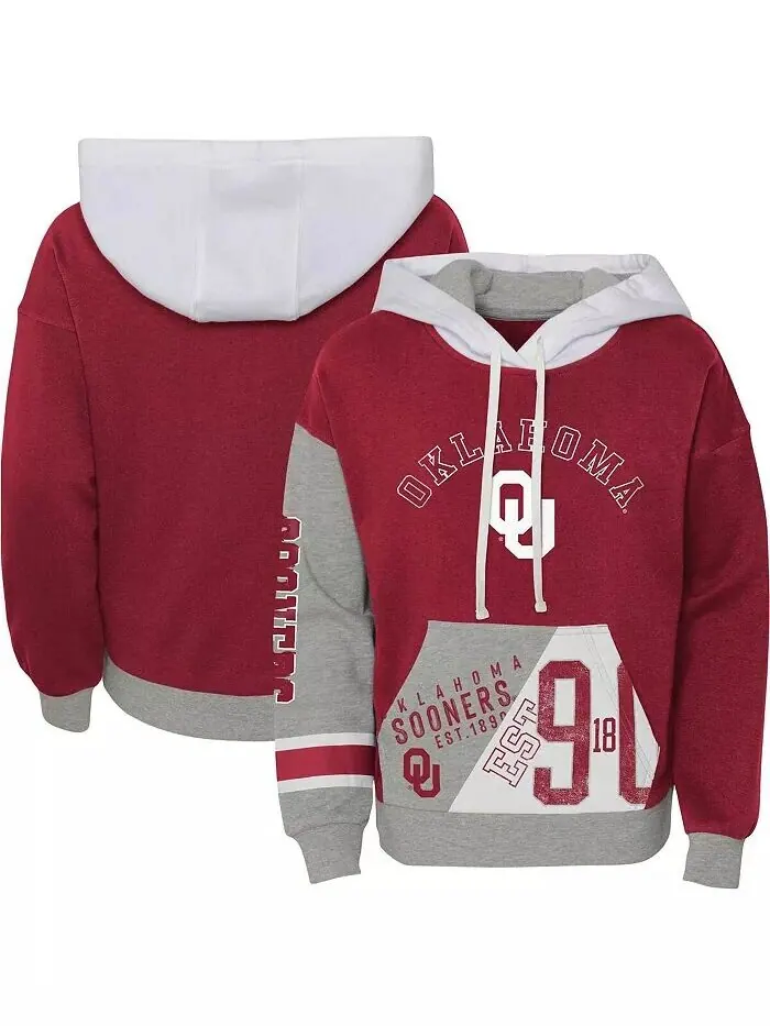 Толстовка с капюшоном из мягкого флиса Big Girls Crimson Distressed Oklahoma Sooners True Fan — изображение 1 из 3