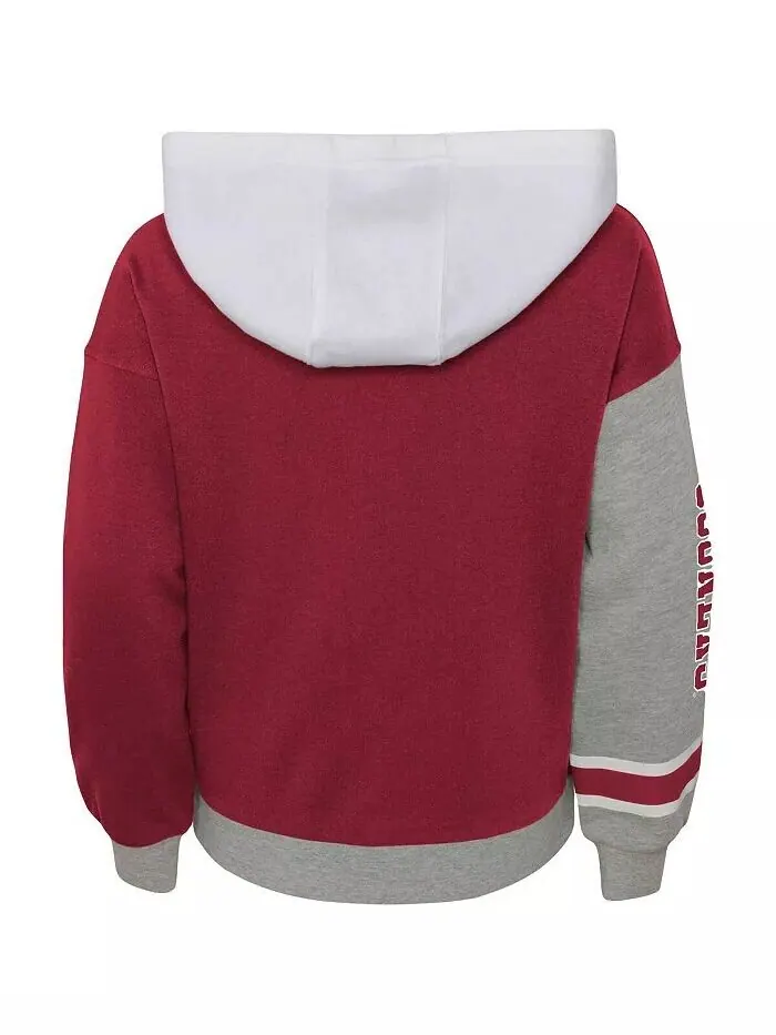 Малиновый рваный пуловер с капюшоном из мягкого флиса Big Girls Oklahoma Earlys True Fan Outerstuff — изображение 3 из 3
