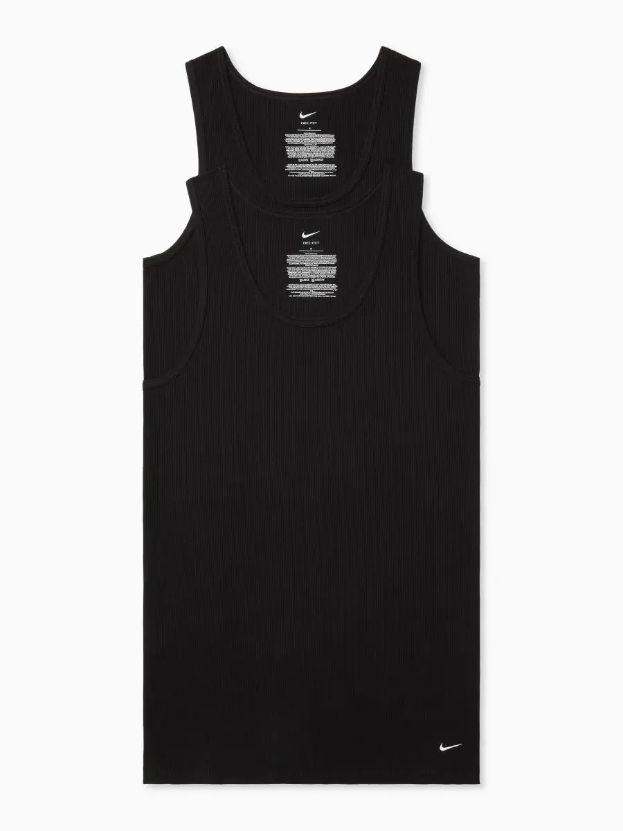 Мужские эластичные ребристые майки-топы Essential, комплект из 2 штук Nike — изображение 1 из 4, черный