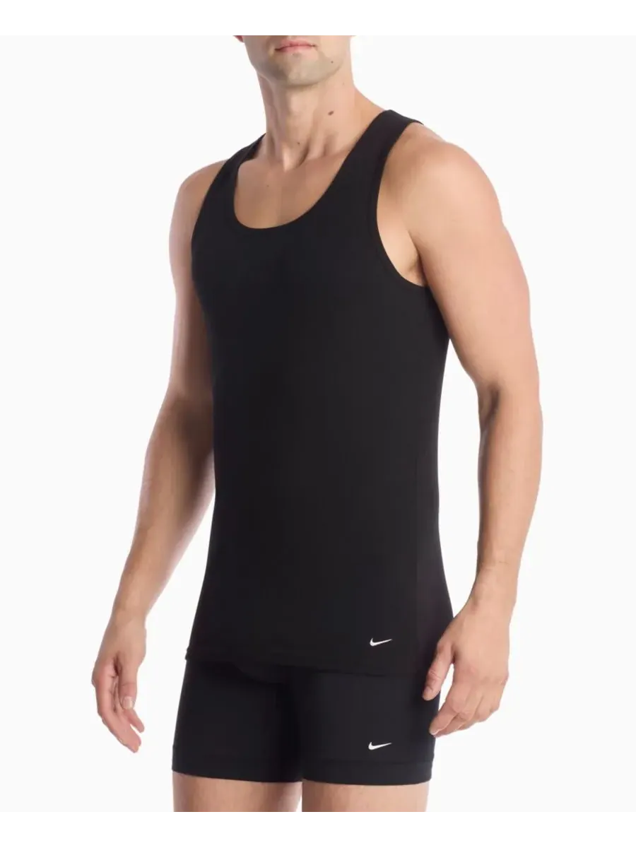 Мужские эластичные ребристые майки-топы Essential, комплект из 2 штук Nike — изображение 3 из 4, черный