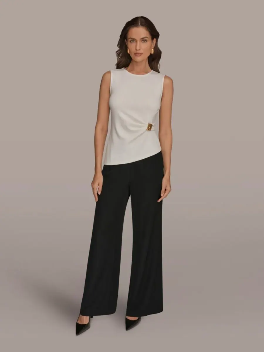 Укороченный топ без рукавов Donna Karan New York — изображение 1 из 8, бежевый