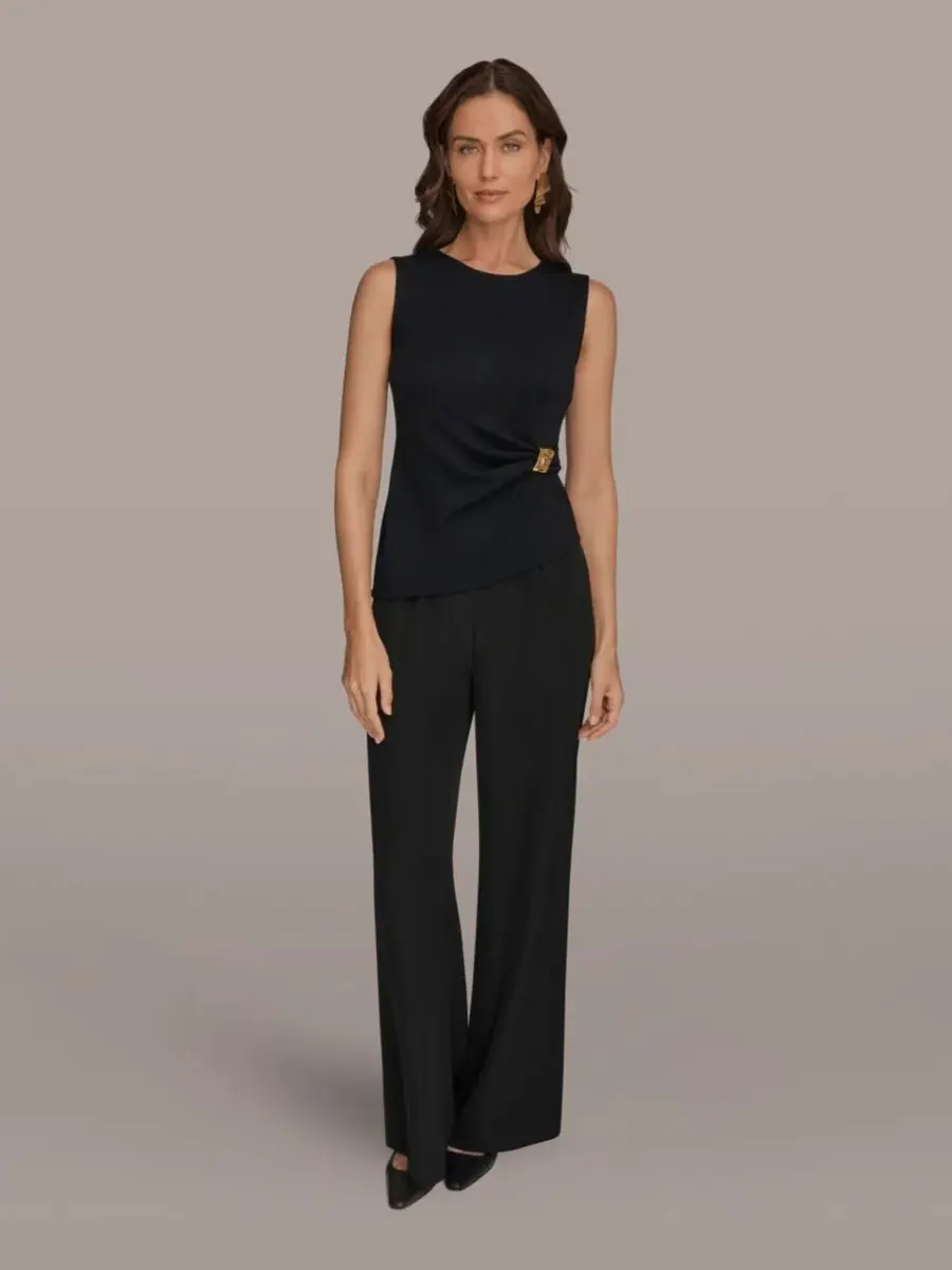 Укороченный топ без рукавов Donna Karan New York — изображение 1 из 7, черный