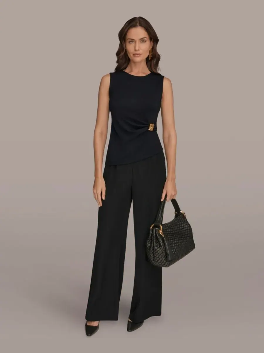 Укороченный топ без рукавов Donna Karan New York — изображение 2 из 7, черный