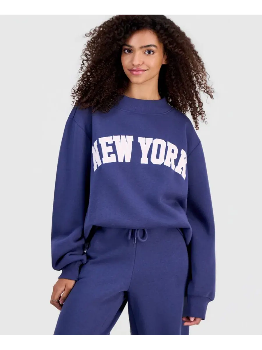Свитшот женский с вышивкой New York, модель Embroidery Mockneck Madden Girl