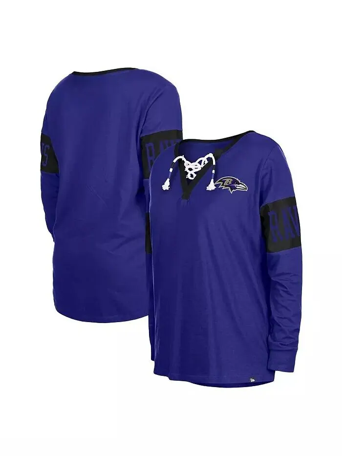 Женская черная футболка с длинным рукавом и шнуровкой Baltimore Ravens New Era