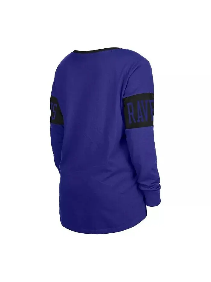 Женская черная футболка с длинным рукавом и шнуровкой Baltimore Ravens New Era — изображение 3 из 3, фиолетовый
