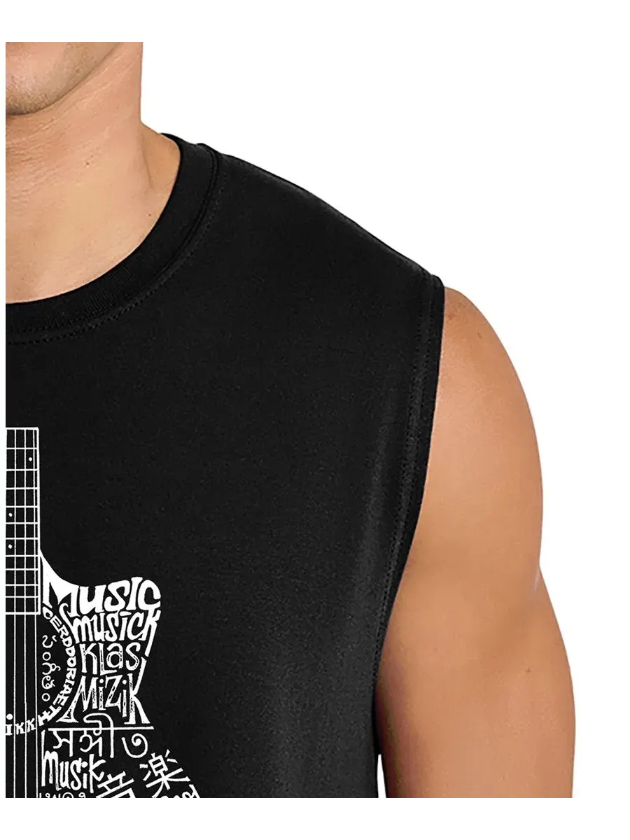 Мужская майка с принтом Guitar Graphic LA Pop Art — изображение 2 из 4, черный