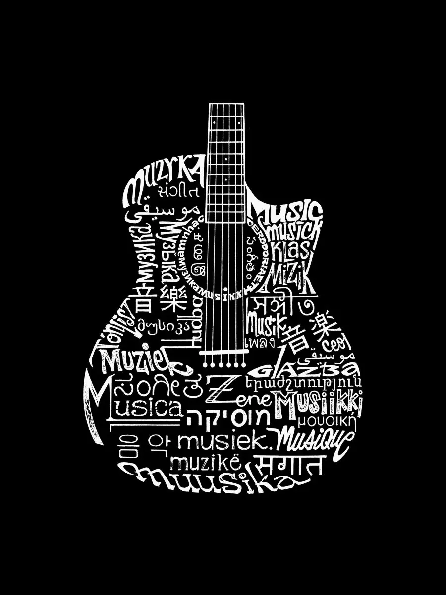 Мужская майка с принтом Guitar Graphic LA Pop Art — изображение 4 из 4, черный