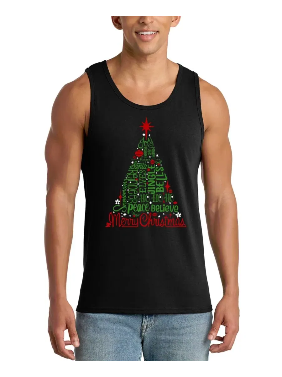Майка-безрукавка с принтом Christmas Tree Word Art LA Pop Art — изображение 1 из 4, черный