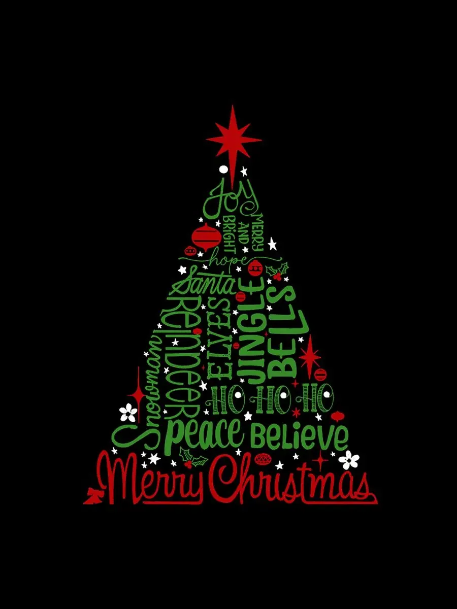 Майка-безрукавка с принтом Christmas Tree Word Art LA Pop Art — изображение 4 из 4, черный