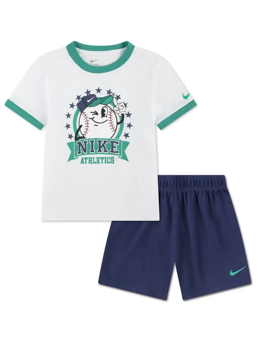 Детский комплект из футболки с коротким рукавом и шорт Dri-FIT с изображением бейсбольных — изображение 1 из 5