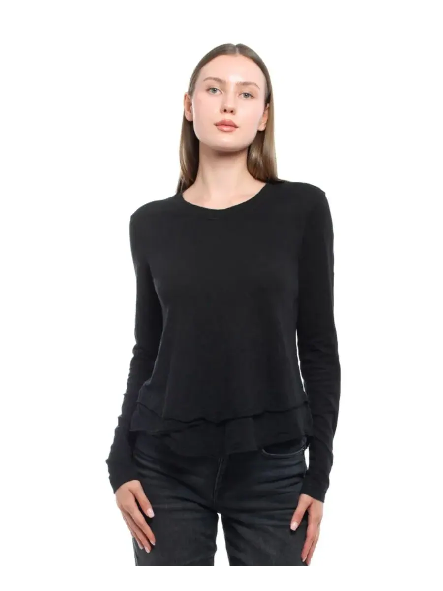 Женская футболка с длинным рукавом в стиле «имитация многослойности» WILT Clothing — изображение 1 из 7, черный