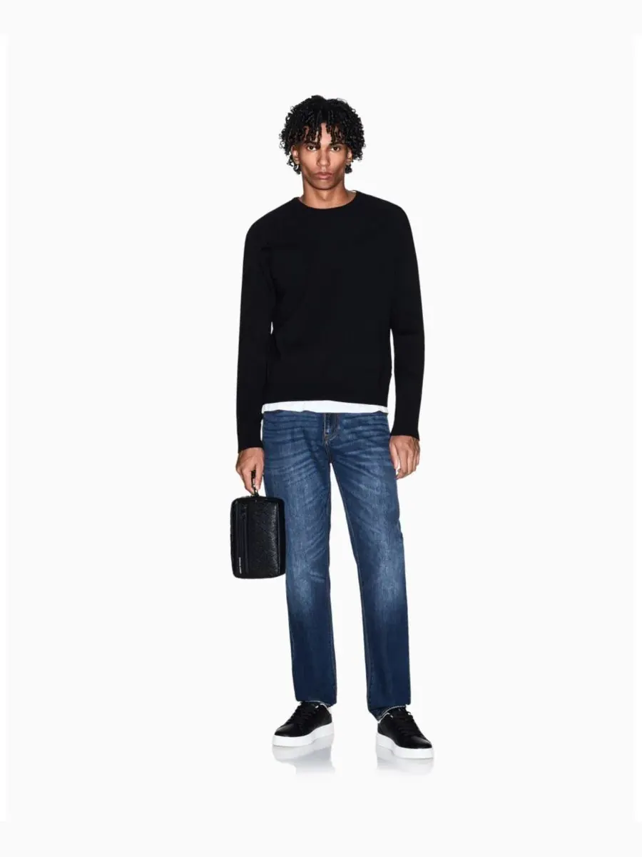 Мужской свитер с круглым вырезом из смеси шерсти и хлопка A|X Armani Exchange — изображение 2 из 5, черный
