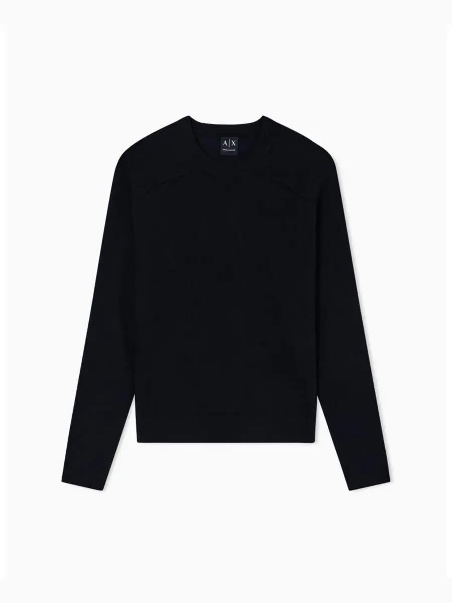 Мужской свитер с круглым вырезом из смеси шерсти и хлопка A|X Armani Exchange — изображение 4 из 5, черный