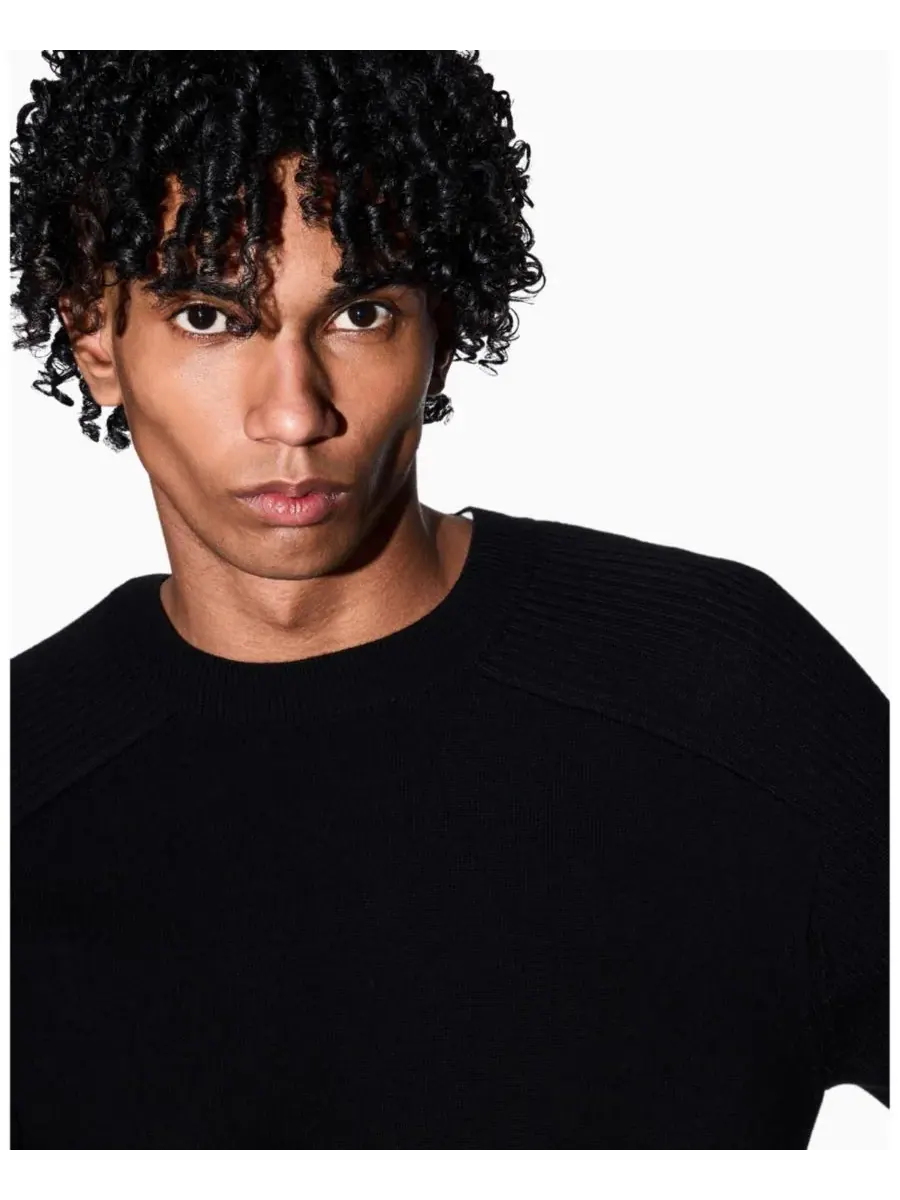 Мужской свитер с круглым вырезом из смеси шерсти и хлопка A|X Armani Exchange — изображение 5 из 5, черный