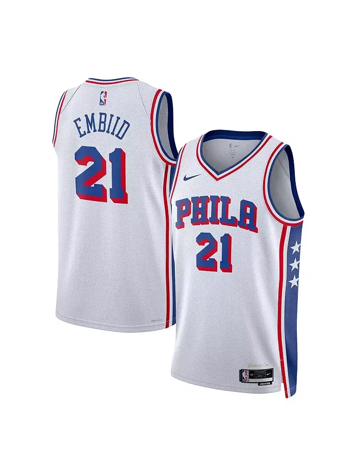 Мужская и женская баскетбольная майка Joel Embiid Philadelphia 76ers Swingman Nike — изображение 1 из 3, белый