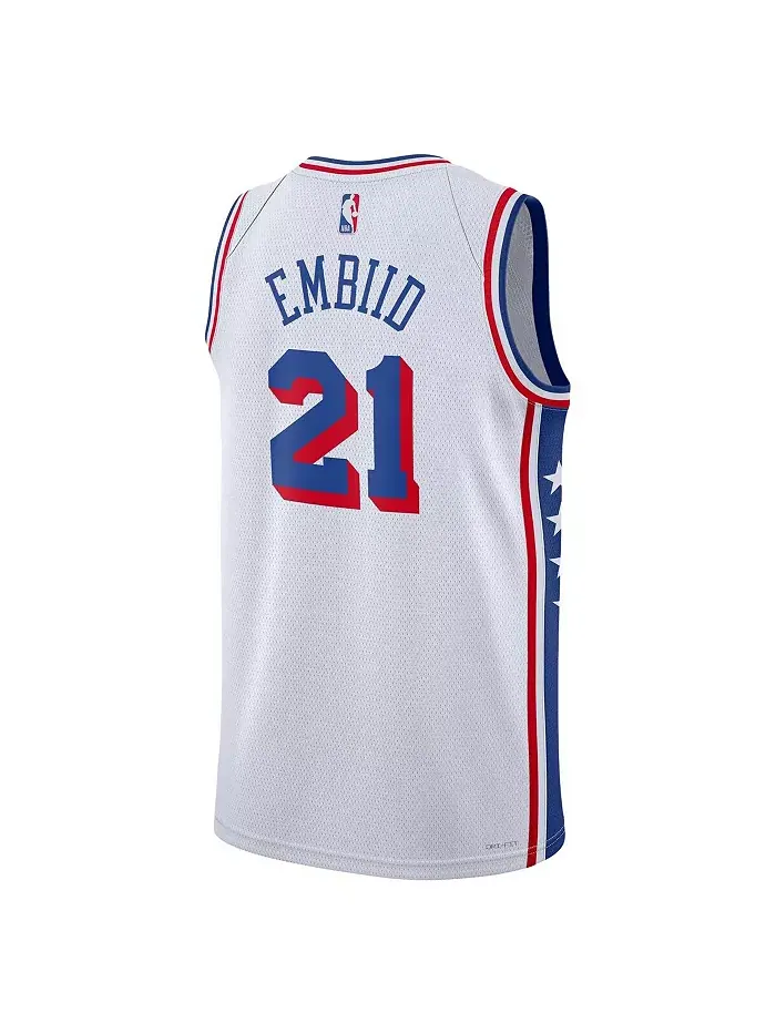 Мужская и женская баскетбольная майка Joel Embiid Philadelphia 76ers Swingman Nike — изображение 2 из 3, белый
