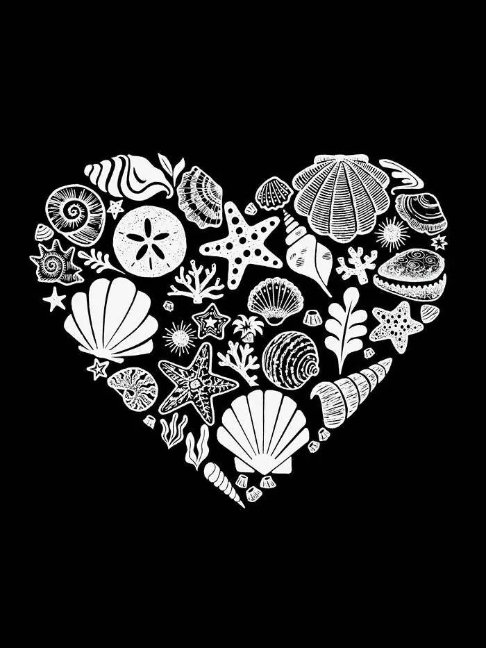 Женская футболка с длинным рукавом и надписью Word Art Seashell La Pop Art — изображение 3 из 3, черный