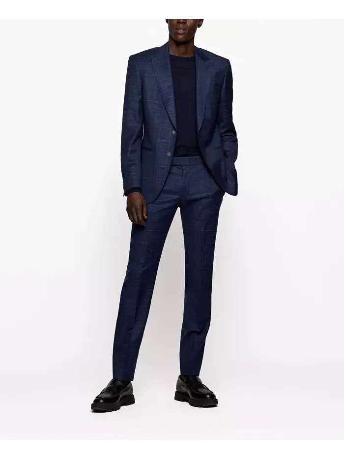 Мужской тонкий свитер из мериносовой шерсти Hugo Boss — изображение 2 из 4, синий
