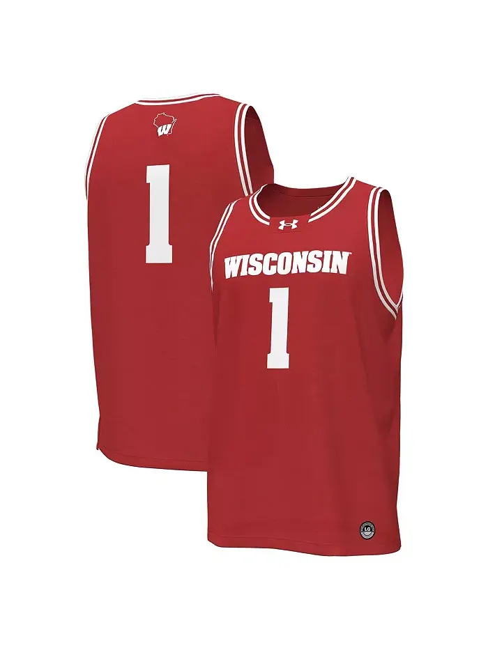 Мужская баскетбольная майка-реплика #1 Wisconsin Badgers Under Armour — изображение 1 из 3, красный