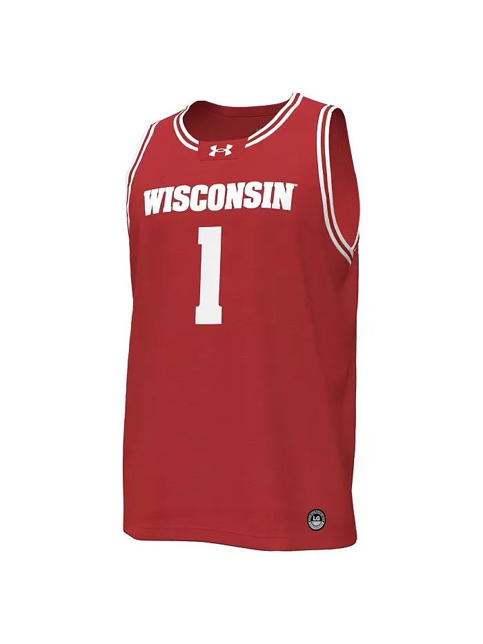 Мужская баскетбольная майка-реплика #1 Wisconsin Badgers Under Armour — изображение 2 из 3, красный
