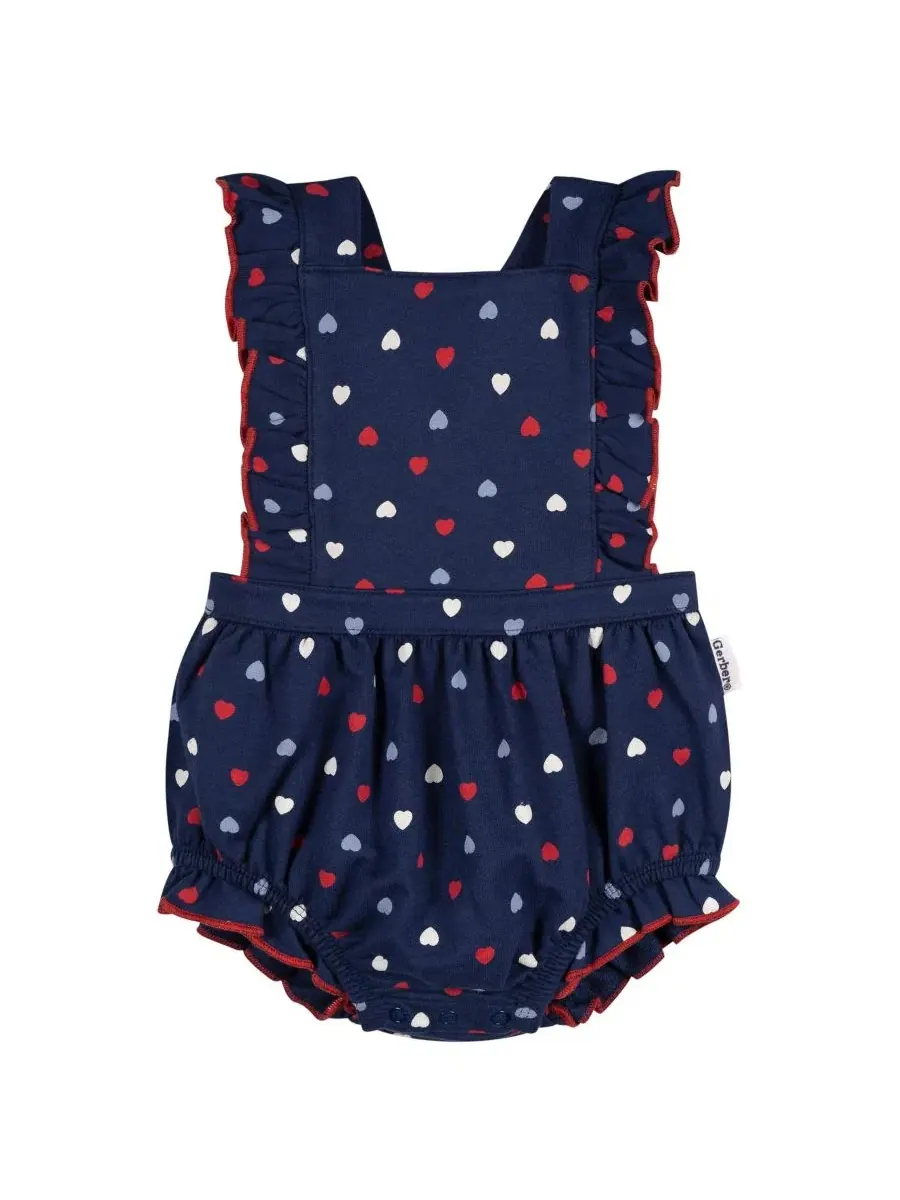 Боди-комбинезон для девочек с рюшами Blue Hearts Gerber — изображение 1 из 5, синий