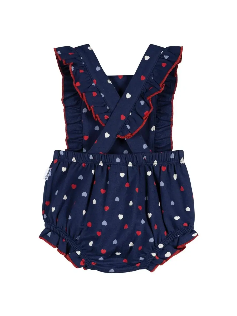 Боди-комбинезон для девочек с рюшами Blue Hearts Gerber — изображение 3 из 5, синий