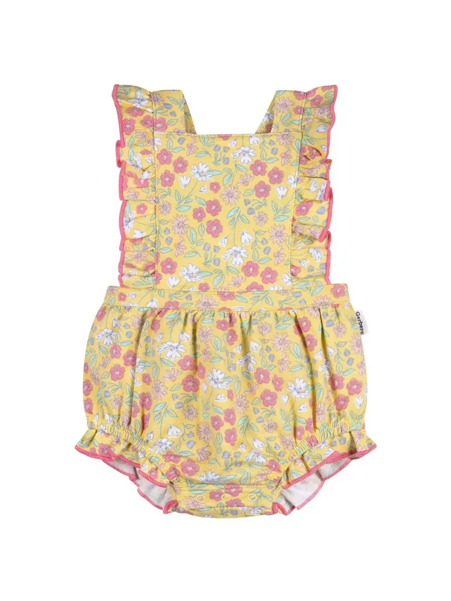 Боди-комбинезон с рюшами Yellow Floral Gerber — изображение 1 из 5, желтый