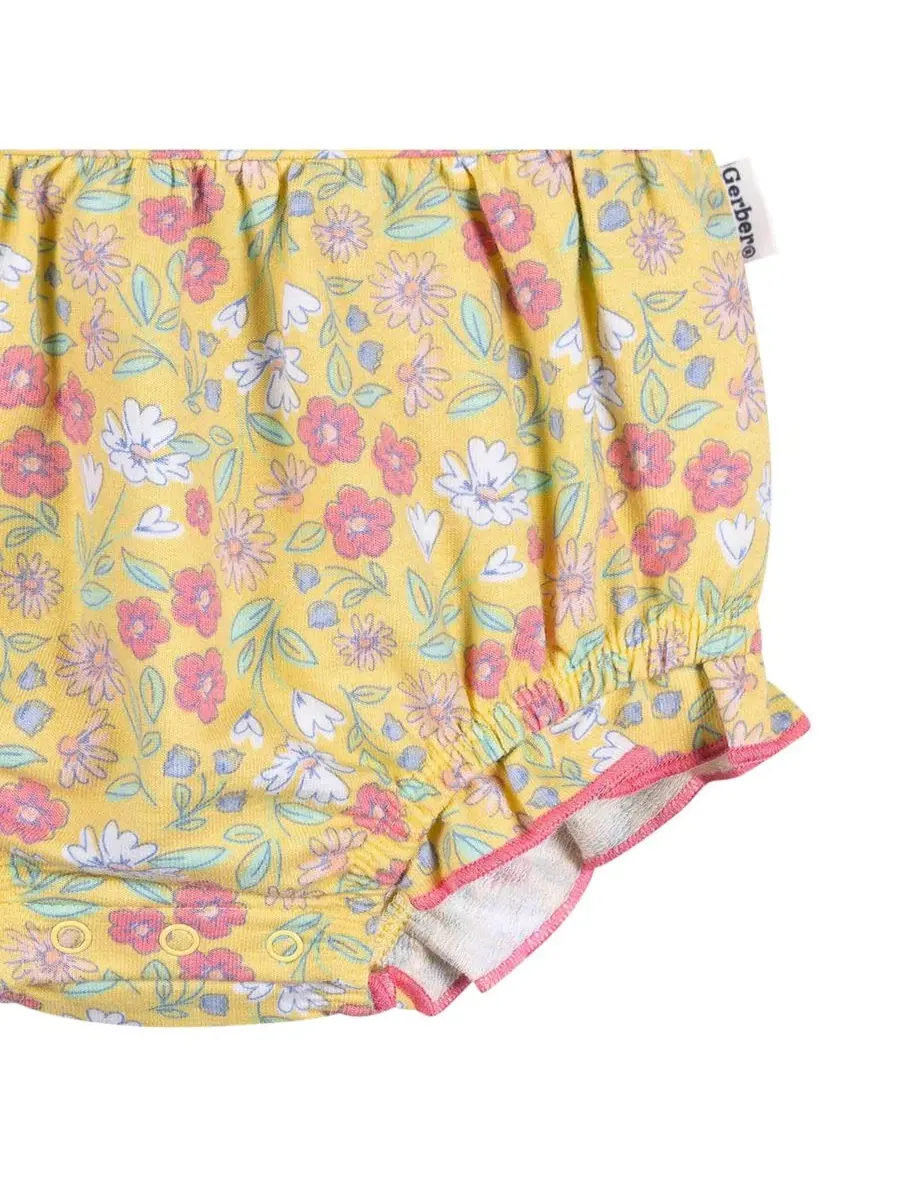 Боди-комбинезон с рюшами Yellow Floral Gerber — изображение 2 из 5, желтый