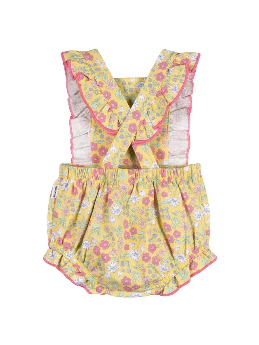 Боди-комбинезон с рюшами Yellow Floral Gerber — изображение 3 из 5, желтый