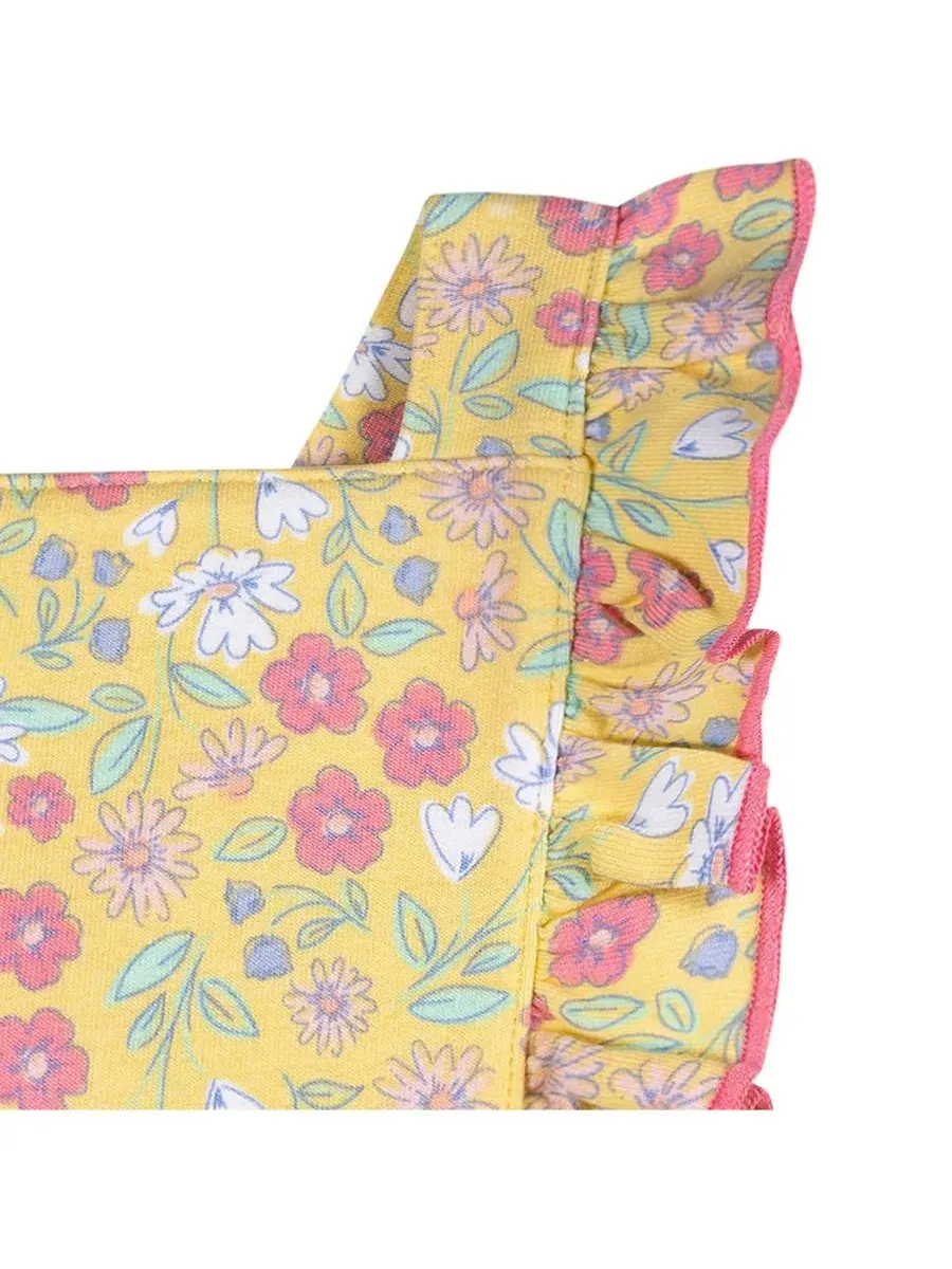 Боди-комбинезон с рюшами Yellow Floral Gerber — изображение 4 из 5, желтый
