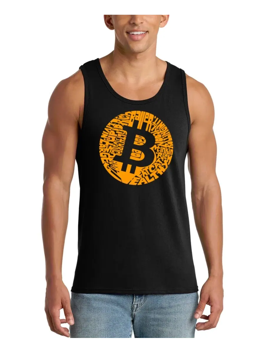 Мужская майка с принтом Bitcoin Symbol LA Pop Art — изображение 1 из 4, черный