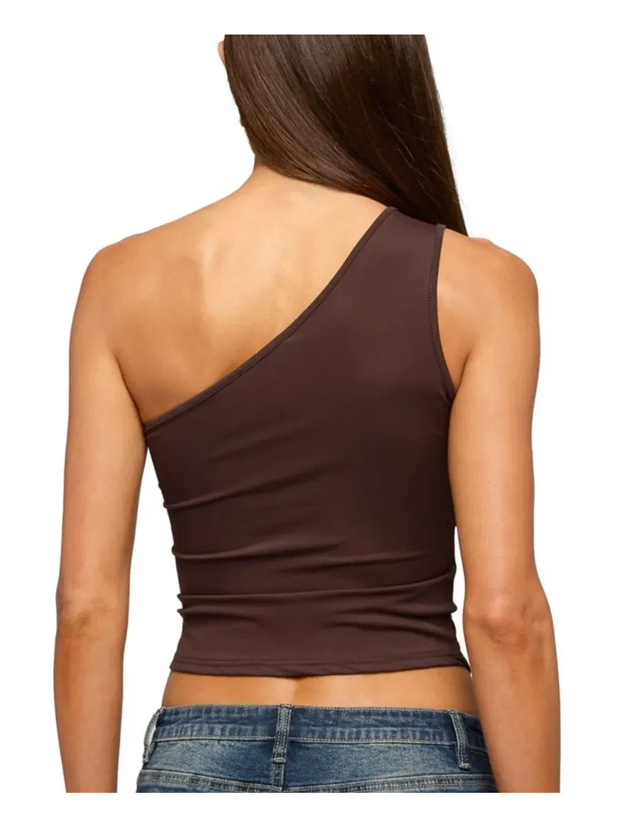 Топ без рукавов Edikted Adalee Asymmetric One Shoulder — изображение 2 из 5, коричневый