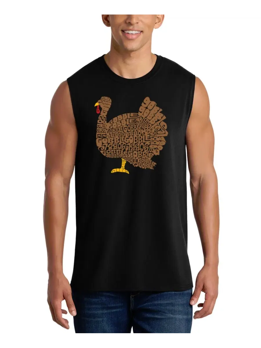 Мужская майка без рукавов с принтом Gobble Gobble Word Art LA Pop Art — изображение 1 из 4, черный