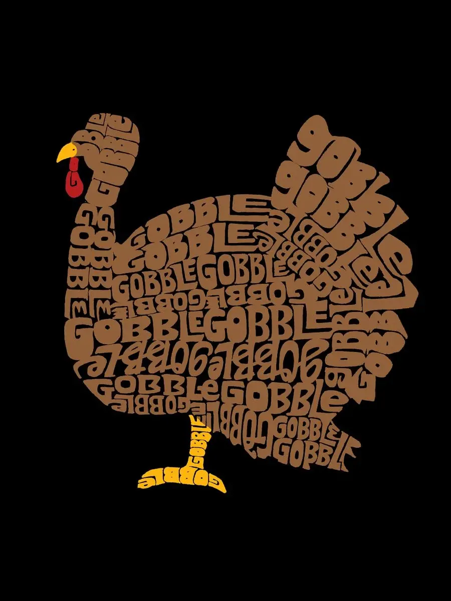 Мужская майка без рукавов с принтом Gobble Gobble Word Art LA Pop Art — изображение 4 из 4, черный