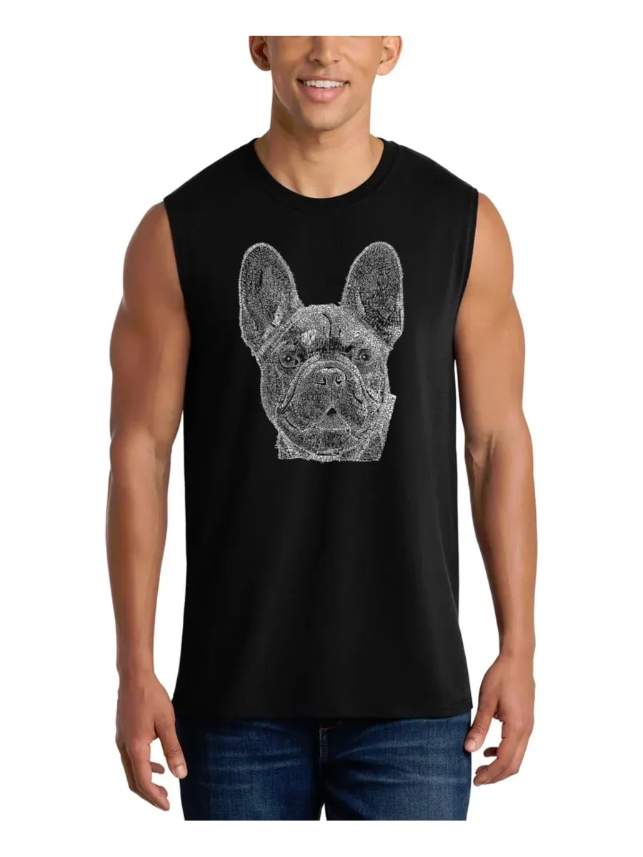 Мужская майка-безрукавка с принтом French Bulldog Face Word Art LA Pop Art — изображение 1 из 4, черный