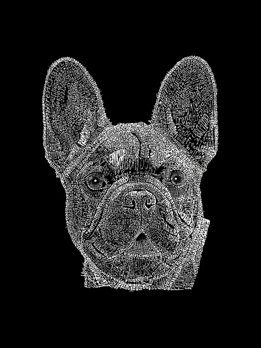 Мужская майка-безрукавка с принтом French Bulldog Face Word Art LA Pop Art — изображение 4 из 4, черный