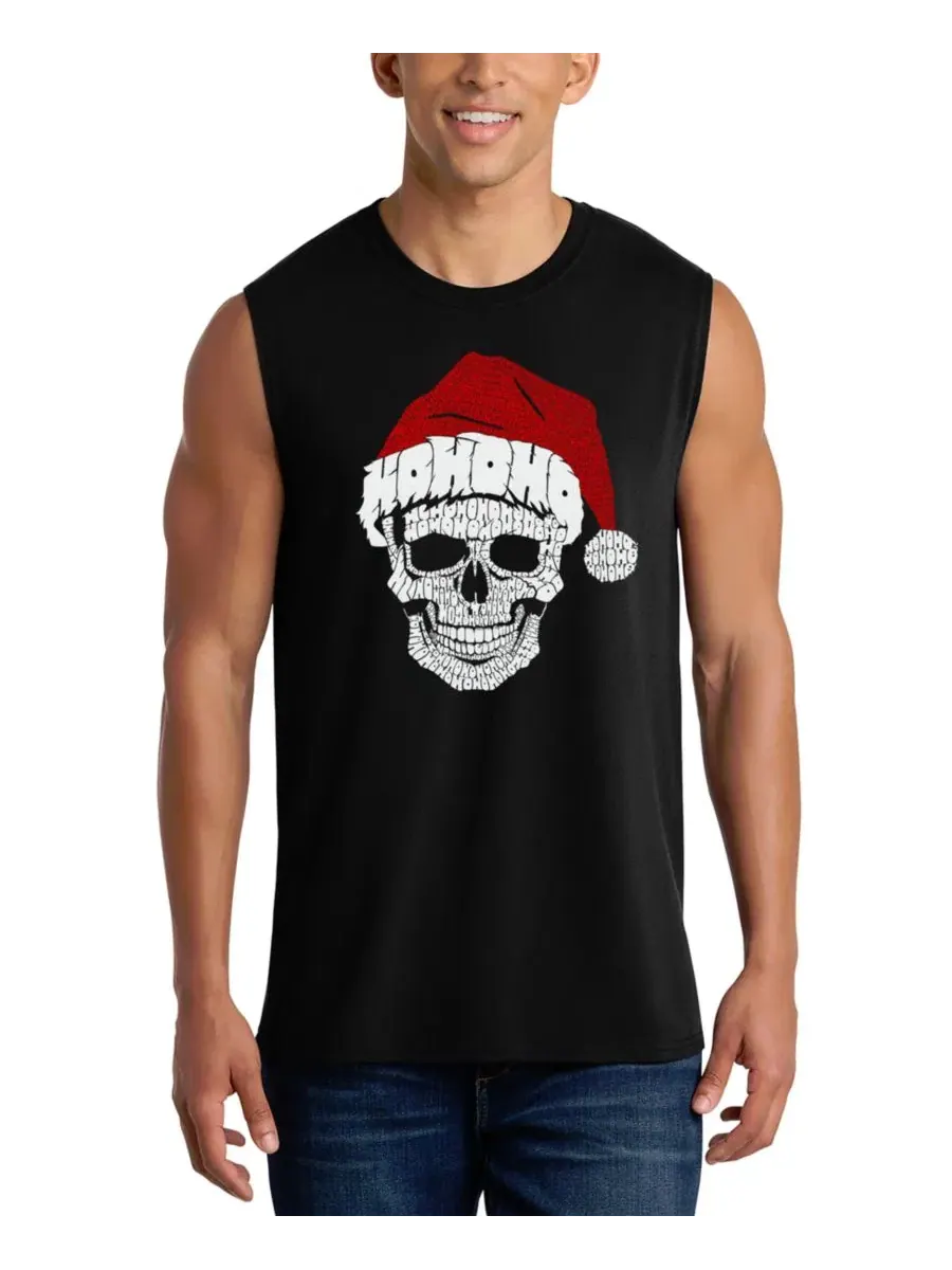 Мужская майка с принтом Santa Skull LA Pop Art — изображение 1 из 4, черный