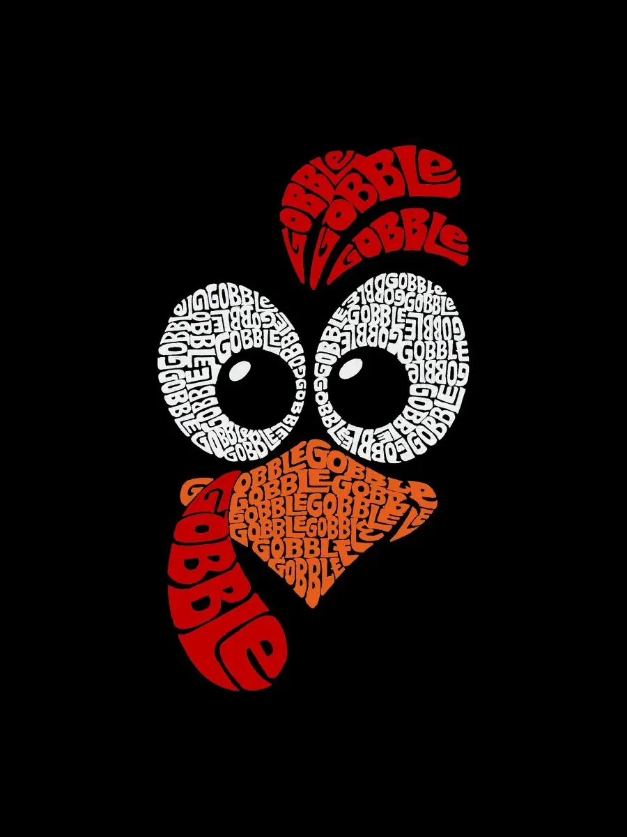 Мужская майка с принтом Gobble Gobble Word Art LA Pop Art — изображение 4 из 4, черный