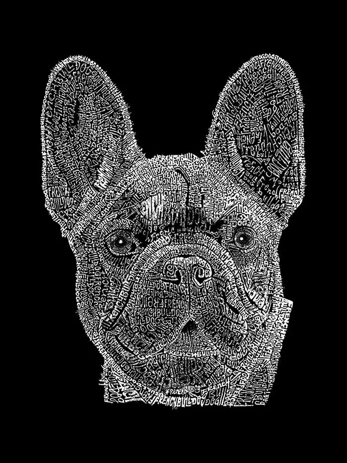 Женская футболка с длинным рукавом и надписью Word Art French Bulldog LA Pop Art — изображение 3 из 3, черный