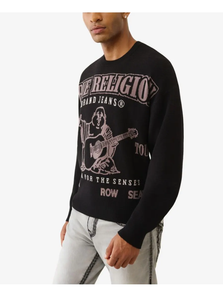 Мужской свитер с круглым вырезом, стандартного кроя True Religion — изображение 2 из 3, черный