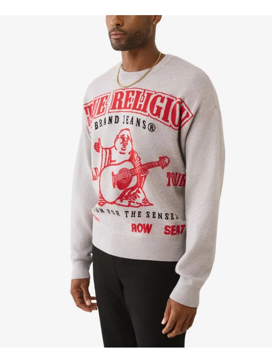 Мужской свитер с круглым вырезом, стандартного кроя True Religion — изображение 2 из 3, серый