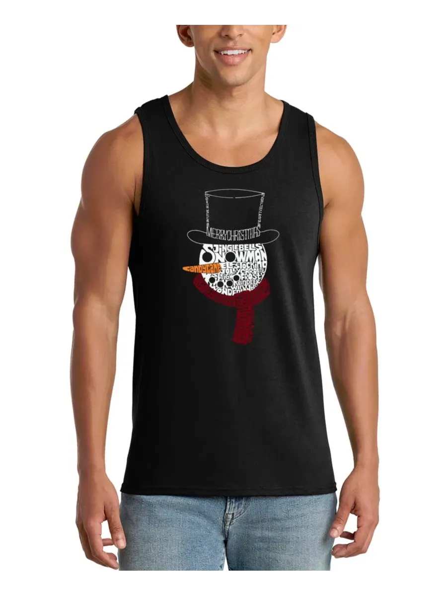 Майка с принтом Snowman Top Hat Holiday Word Art LA Pop Art — изображение 1 из 4, черный
