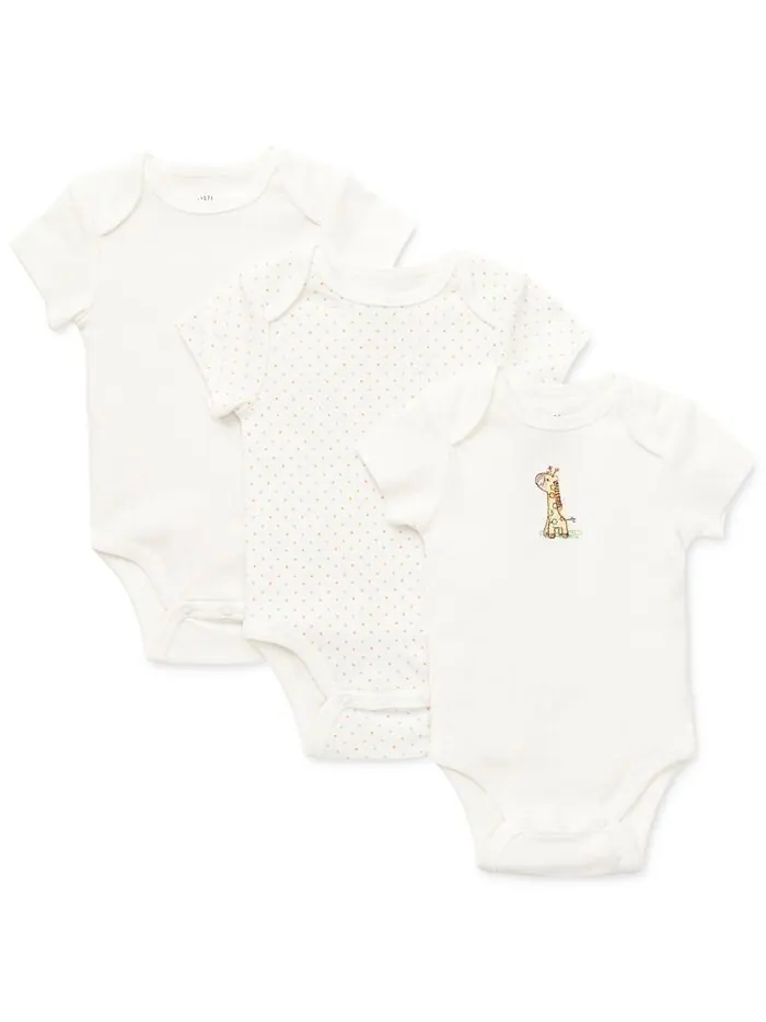 Боди с изображением жирафа для мальчиков и девочек, 3 шт. Little Me — изображение 1 из 4, белый