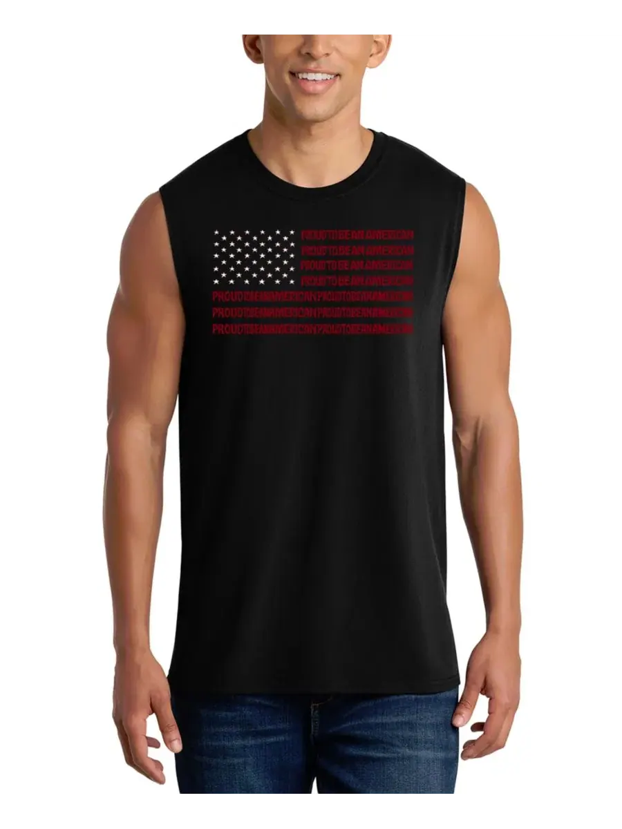 Мужская майка-безрукавка с принтом American Flag Word Art LA Pop Art — изображение 1 из 4, черный