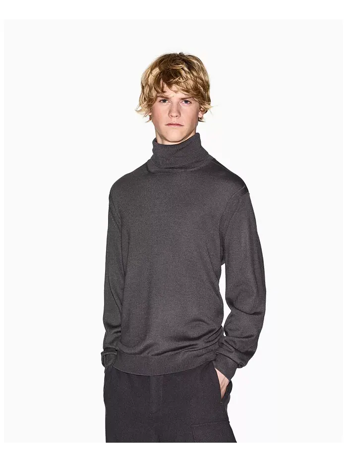 Мужской уютный свитер-водолазка из шерсти Lab A|X Armani Exchange — изображение 1 из 5, серый