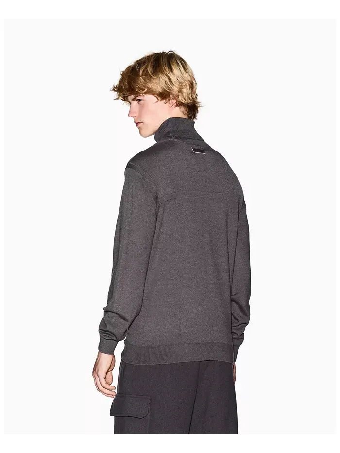 Мужской уютный свитер-водолазка из шерсти Lab A|X Armani Exchange — изображение 4 из 5, серый