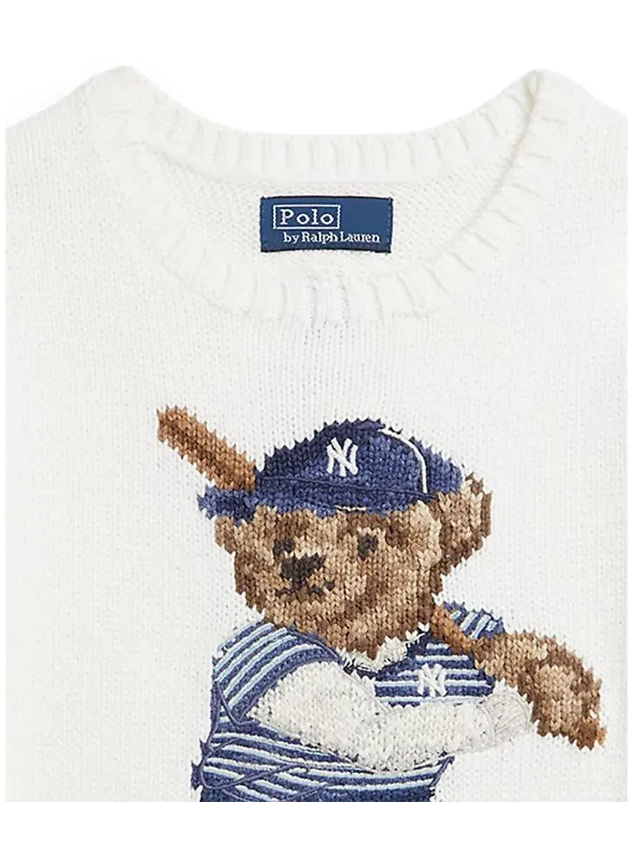 Свитер с круглым вырезом для мальчиков 2-7 лет Polo Ralph Lauren — изображение 2 из 3, белый