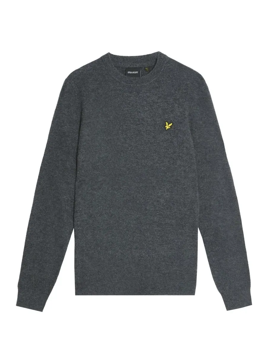 Мужской свитер с круглым вырезом из смеси овечьей шерсти Lyle & Scott — изображение 5 из 8, темно-серый