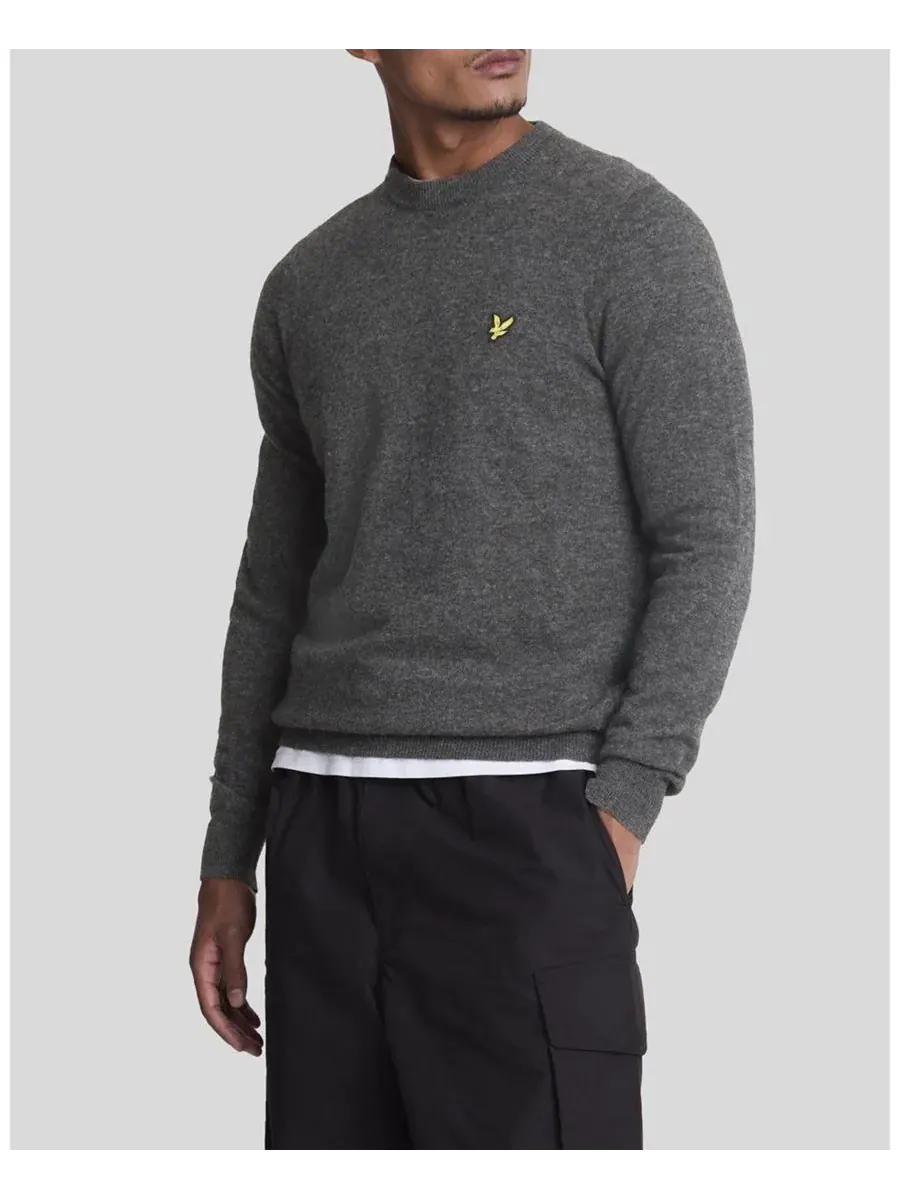 Мужской свитер с круглым вырезом из смеси овечьей шерсти Lyle & Scott — изображение 6 из 8, темно-серый